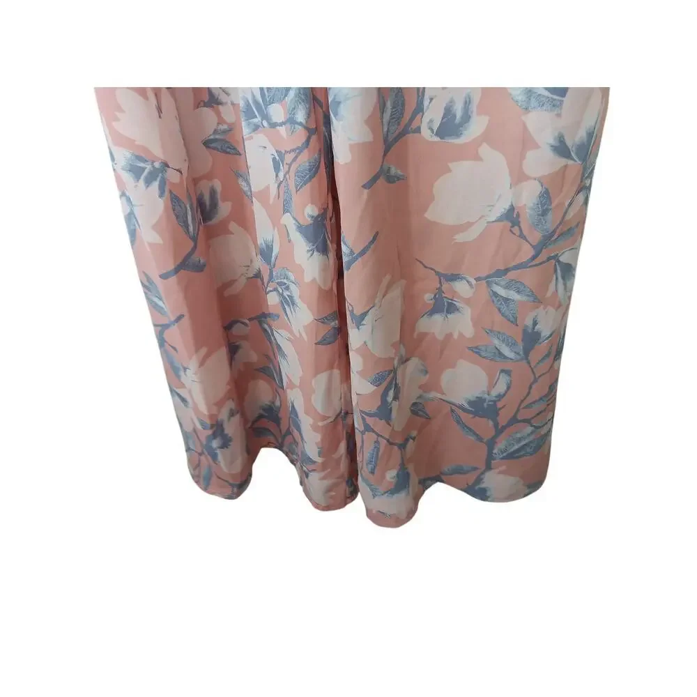 New with Tags Paper Crown Floral Wide Leg Jumpsuit Pink Blue Bow Front Large